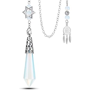 Jovivi Mak ダウジング ペンデュラム 水晶 ペンダント チェーン 振り子 風水 占い パワーストーン 12面カ…