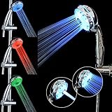 LEDシャワーヘッド LED内蔵シャワーヘッド　温度制御発光　鮮やかな３色光が自由的に変化する 水圧発電 シャワーヘッド取り替えも簡単設置 (3色)