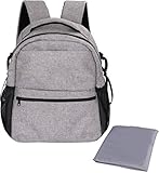 Baby Diaperバックパックバッグ(グレー) – Baby Travel Bag for Momとdad-安全にファスナー付き – ポケット閉じた – 調節可能な肩ストラップベビーbag- by