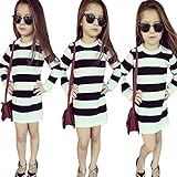 ドレス、子供Franterdベビー女の子ストライプノースリーブプリンセスパーティーサンドレス服 カラー: ブラック