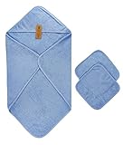 Arus Baby Organic Turkish Cotton Terry Hooded Nursery Towel Wrap Set, Blue by Arus