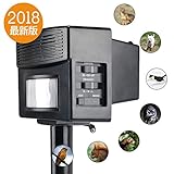 UncleHu 2018最新版 動物撃退器 超音波 業界最大の範囲200㎡ 日本語&英語説明書 電池式/コンセント式 害獣撃退 コウモリ 撃退 超音波 ソーラー式 猫撃退 猫退治 猫よけグッズ 寄せ付