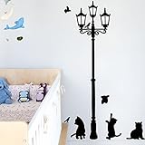 ZooArts 街路灯 街灯の ねこ カタログ 鳥 子供の部屋 取り外し可能な ウォールステッカー 壁デカール 壁紙
