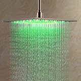 B & Y ® 12インチLEDバスルームステンレススチールRainfall正方形シンBig固定シャワーヘッド壁マウントシャワーアーム天井マウントせず