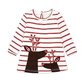 Tovadoo ワンピース 子供服 女の子 クリスマス衣装 ヘラジカ柄 縞模様 プリンセス 可愛い おしゃれ クリスマスイブ クリスマスパーティー 1-6歳