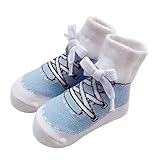 ベビー用 靴下 男の子 足袋風 ソックス 新生児 コットン フォーマル タキシード スポーツ 風　贈り物 (0-12 M 対応足裏の長さ 8-11cm（薦め年齢：新生-12ヶ月）, 浅蓝鞋带)