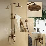 バスルームダブルハンドルアンティーク真鍮壁掛け式Rainfallシャワー蛇口United。アンティーク真鍮y7847