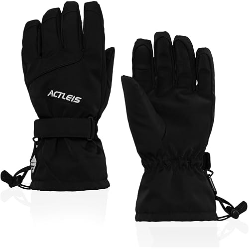 Actleis(アクレイス) スキー グローブ スノーボード 手袋 メンズ 五本指 防寒 防水 防風 滑り止め 保温 雪遊び アウトドア 登山 全12色 al-sg2222 ブラック