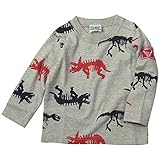 《H28秋冬物》 CHANNEL(チャンネル) 天竺恐竜総柄Pt長袖Tシャツ 80cm/杢グレー NO.CN-6407