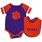 幼児NCAA Clemson Tigers roll-outボディスーツとよだれかけセット レッド
