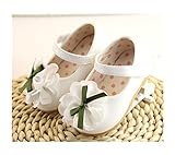 WIN ベビー 夏 シューズ 赤ちゃん 可愛い プレゼント 軽量 履かせやすい マジックテープ ストラップ 花 新生児 フォーマル靴 (内寸14.5cm, ホワイト)