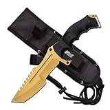 MTECH USA XTREME MX-8054GD Fixed Blade Tactical Knife with Titanium Tanto Blade, Black/Gold, 11" [並行