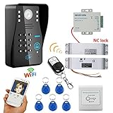 High quality 720PワイヤレスWIFI RFIDパスワードビデオドア電話ドアベルインターホンシステムナイトビジョン+電動ドロップボルトロック
