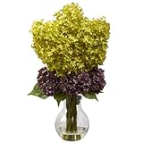 ほぼ自然Bostonian Hydrangeaシルクフラワー 7.5" x 9" x 30" グリーン 1304