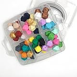 Kissteether DIYシリコーンテイザーキット60pcs混合色0.67 "（17mm）幾何学的な六角形のシリコーンビーズ安全な食品グレード看護赤ちゃんテイザーのネックレス/ブレスレットのための