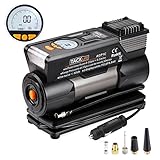 Tire Inflator、tacklife acp1 Cコンプレッサーポンプ、12 Vタイヤポンプwith Largerエアフロー35l/min、4ノズルアダプタ、2モードLEDライト、Extraヒ