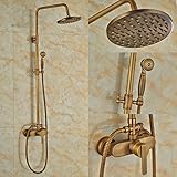 Rozin ®アンティーク真鍮バスルームシャワーミキサーセット8 "雨シャワーヘッド+ハンドスプレー