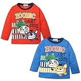 (ブルー/80cm)ベビー服 男の子 Tシャツ 長袖 ZOOMIC ズーミック アート風 キャラつづきプリント 男児 ベビー
