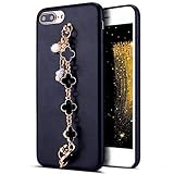 ikasus カメリアクローバータッセルチェーン付きプレミアムPUレザーハード保護ケース カバー ガールズ向け iPhone 6 / 6sケース iPhone 8 Plus Case,iPhone 7