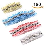 180pcs Solder Seal Wire Connectors Sopoby Heat Shrink Butt Connectors Electrical Waterproof Automoti