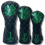 ゴルフ ヘッドカバー おしゃれ で かっこいい キルティングヘッドカバー カラバリ豊富な5色展開 高級キルティング素材と洗練されたデザインで大人スタイル (clover・フォーチューンブラック, FW用)