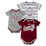 ミシシッピ州ブルドッグAdidas NCAA幼児3パックボディスーツクリーパーセット