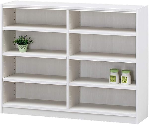Shirai Sangyo TNL-90117WH Tanario Free Rack, Wide Shelf, Bookcase, Various Sizes Available, Easy to Match Any Room, Shelf Load Capacity 22.0 lbs (10 kg), White, Wood Grain, Width 46.1 x Height 35.4 x - 1