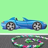 ブルースポーツ車Cartoon Kidsカラー壁ステッカーTransportアートデカール装飾で使用可能な8サイズ 07. XXX-Large 338cm (W) x 100cm (H)