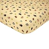 LN美しいブラウンオレンジグリーンWoodland Friends Fittedベビーベッドシート、動物テーマNursery寝具、幼児子幼児用Owls Leaves Bear Deer Fox Nat