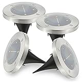 LEDソーラーガーデンライト 埋め込み式 【 4個セット】 屋外照明 エクステリアライト ホワイト