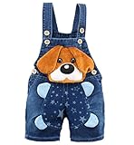 kidscoolベビー夏コットンデニム3d Cartoonイエロー犬ソフトショートオーバーオール US サイズ: 2T カラー: ブルー