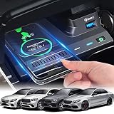 車載用ワイヤレス充電器 メルセデスベンツCクラスGLC AMG 2021-2015センターコンソールに対応したワイヤレス車の充電器、メルセデスベンツC180/C200/C260/C300/C450 GLC200/GLC260/GLC300 AMG C43/C63/GLC43/GLC63 アクセサリーの15W急速充電対応。