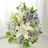 BunBunBee 旬のおまかせアレンジ「ホワイト＆ブルー～リリー～L」