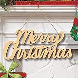 Ornaments、hatop Happyクリスマス木製手紙ペンダントドア掛け装飾パーティー装飾
