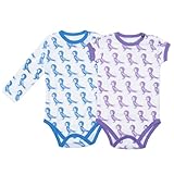 Mademoiselle papillon ベビー ロンパース 肌着 半袖＆長袖 スワロー 2枚組 【ブルーパープル:70】