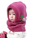 ニット帽 マフラー ネックカバー フード付 スカーフ 防寒　ニット 帽子 通園 通学 [並行輸入品]