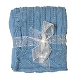 Little Beginnings Girls Cable Knit Blanket (Blue) by Little Beginnings