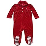 Ralph Lauren(ラルフローレン) ガールズベロア足付カバーオール(Red) 9M(6-9ヶ月) [並行輸入品]