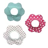 HUHU ベビー スタイ 360度回転 ビブ よだれかけ 防水加工 調節可能 スナップ 5層厚さ 柔らかい コットン (花レッド)