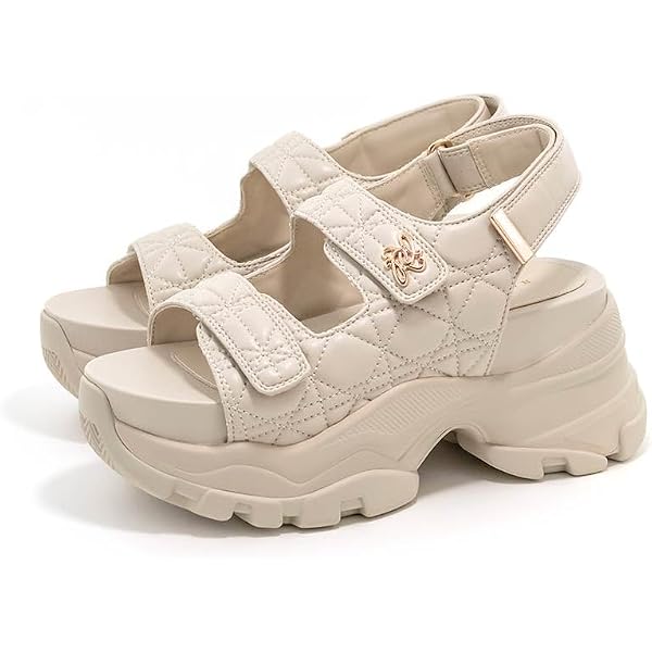 Amazon | シアーミニリボンウェッジスポーツサンダル PR37179 IVORY L