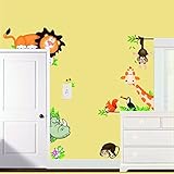 bibitimeジャングル野生動物ビニール壁ステッカーデカールfor Kidsベビー寝室子供部屋装飾
