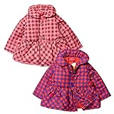 ベビー服 女の子 アウター フルジップ トレンチ コート Moujonjon ムージョンジョン 中綿 チェック柄 フレア切替 女児 ベビー (1.ピンク/95cm)