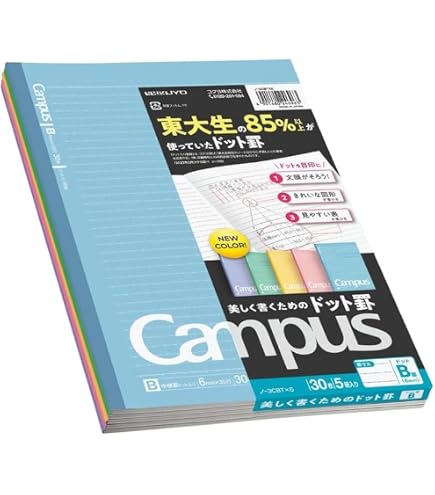 Amazon | コクヨ キャンパスノート ドット入り罫線 色それぞれ5冊