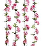 Luyue 4pcs ( 30ft )人工桜Hanging Vineガーランド花花輪ホーム庭庭園フェンスパーティーウェディングデコレーション
