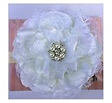 5 Large Lace Peony Sparkly pearl button Flower baby PoshNPretty headband - Ivory by PoshNPretty