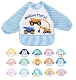 Adamz.sp 赤ちゃん ベビー 食事 エプロン 長袖 防水 食べこぼしポケット ビブ スタイ ガウン スモック 種類いっぱい (ブルー／チェック／くるま)