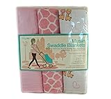 Lollypop Muslin Swaddle Blankets 100% Cotton (Light Pink Giraffe) by Lollypop