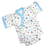 男の子 甚平 100ｃｍ 二重ガーゼ生地 白地 水色 青 夏 金太郎 カニ 千鳥 スイカ