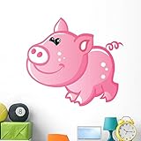 Wallmonkeys wm356993キュートベビーピンクCartoon Pig Peel and Stick Wall Decals 48"W x 44"H - x Large GEN-16432