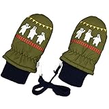 アスナロ（グローブ） ミトン 子供 男児 スノーミトン 裏フリース スキー手袋 白くま刺繍入り1-2才 カーキ